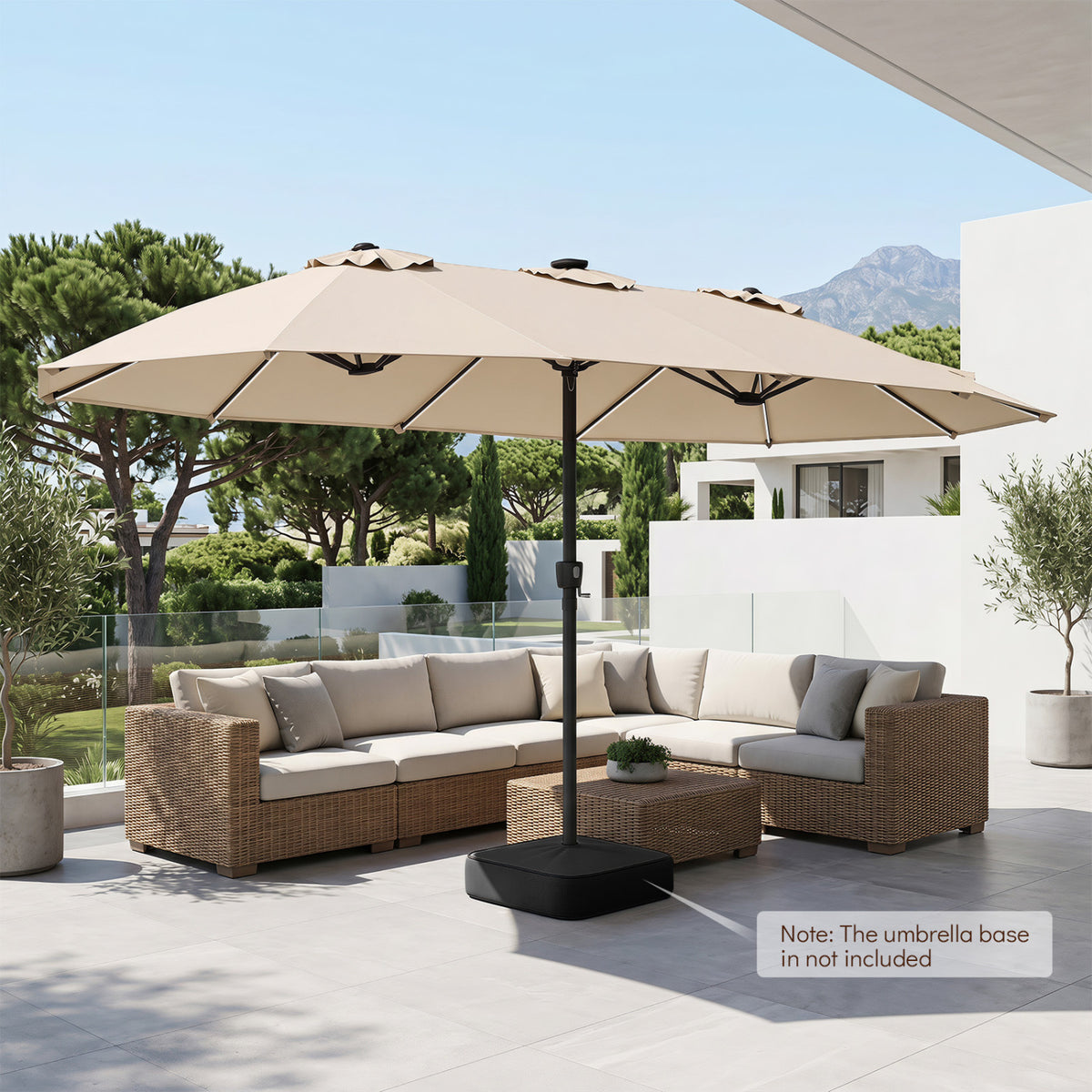 15.5FT Extra-Large Patio Umbrella 12 Reinforced Metal Ribs-Beige