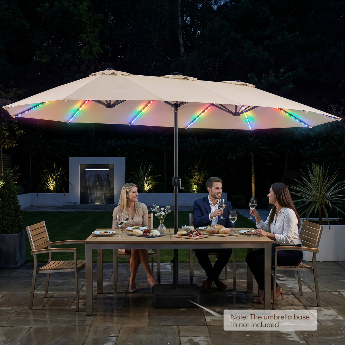 15.5FT Extra-Large Patio Umbrella 12 Reinforced Metal Ribs-Beige