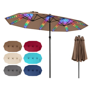 15.5FT Extra-Large Patio Umbrella 12 Reinforced Metal Ribs-Brown