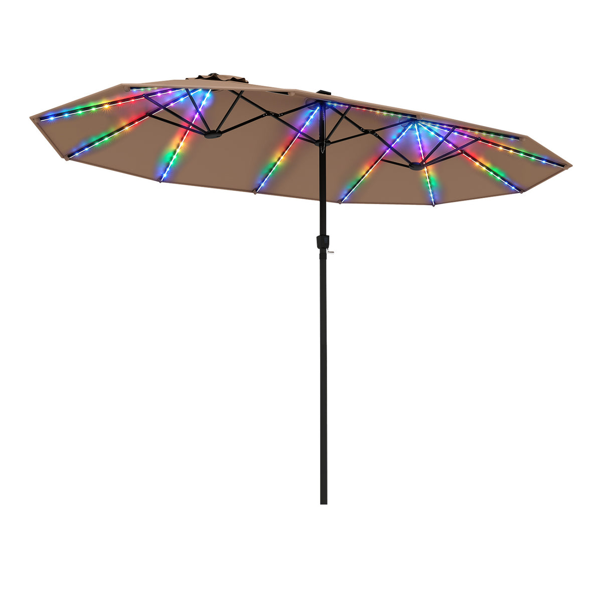 15.5FT Extra-Large Patio Umbrella 12 Reinforced Metal Ribs-Brown
