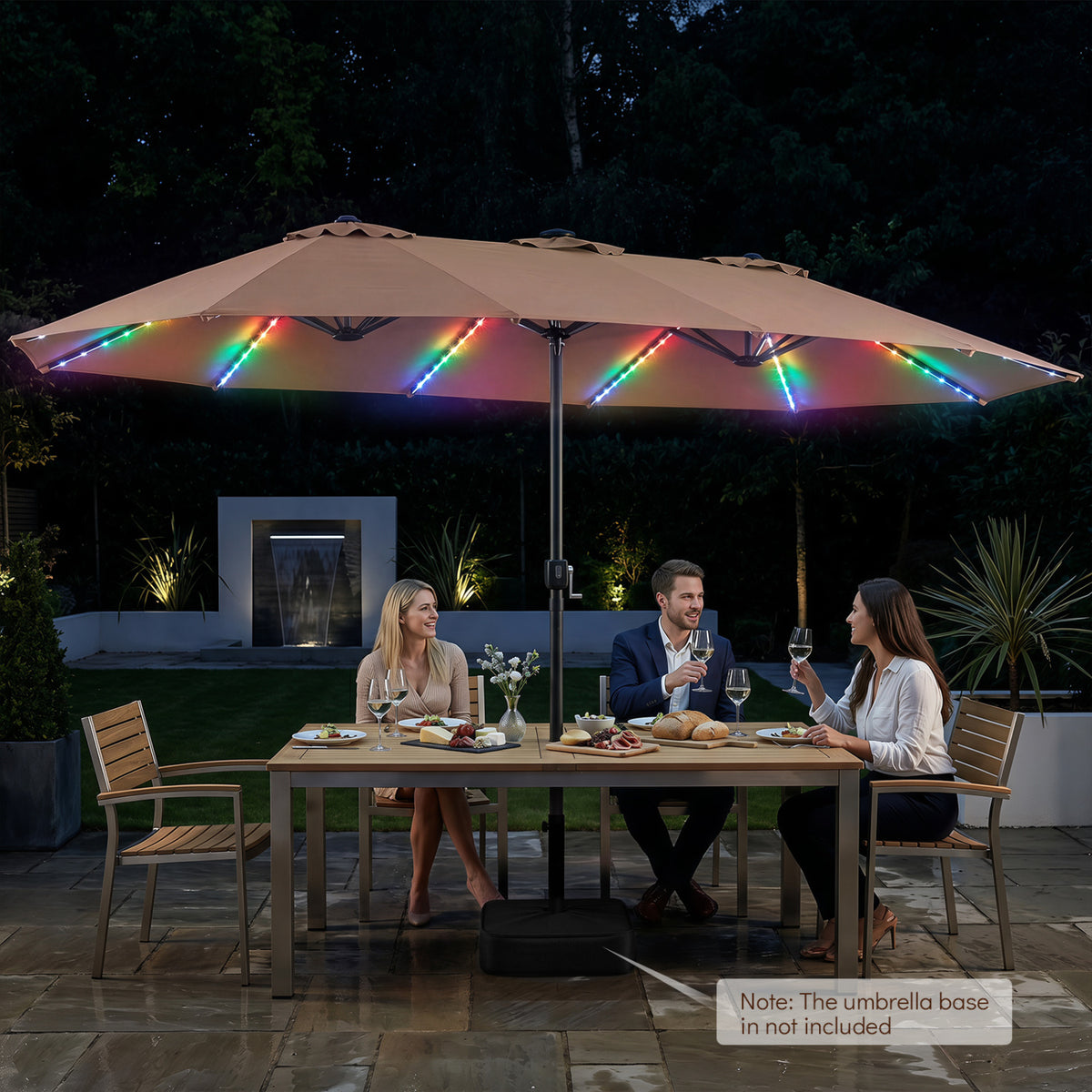 15.5FT Extra-Large Patio Umbrella 12 Reinforced Metal Ribs-Brown