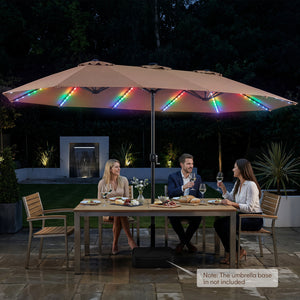 15.5FT Extra-Large Patio Umbrella 12 Reinforced Metal Ribs-Brown