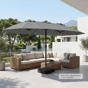 15.5FT Extra-Large Patio Umbrella 12 Reinforced Metal Ribs-Gray