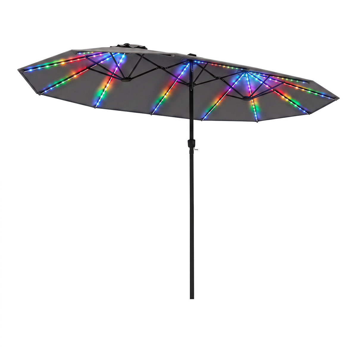 15.5FT Extra-Large Patio Umbrella 12 Reinforced Metal Ribs-Gray