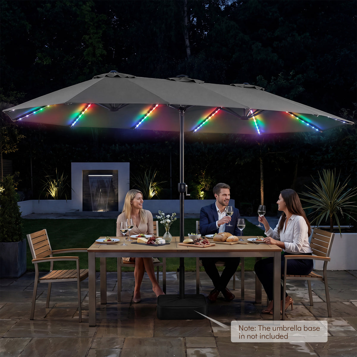 15.5FT Extra-Large Patio Umbrella 12 Reinforced Metal Ribs-Gray