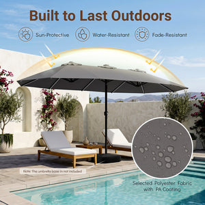 15.5FT Extra-Large Patio Umbrella 12 Reinforced Metal Ribs-Gray