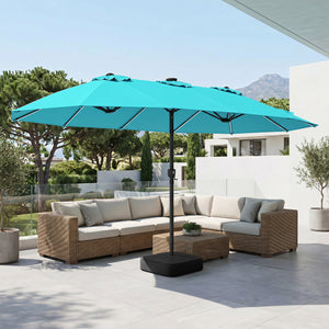 15.5FT Extra-Large Patio Umbrella with Base 12 Reinforced Ribs-Turquoise