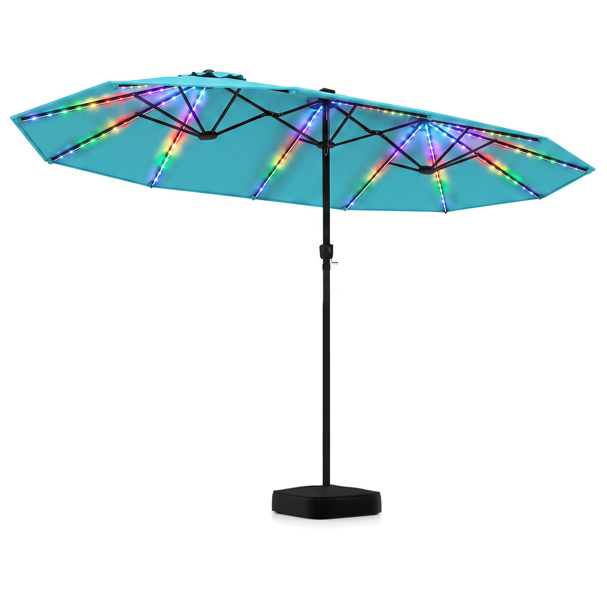 15.5FT Extra-Large Patio Umbrella with Base 12 Reinforced Ribs-Turquoise