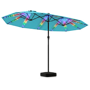 15.5FT Extra-Large Patio Umbrella with Base 12 Reinforced Ribs-Turquoise