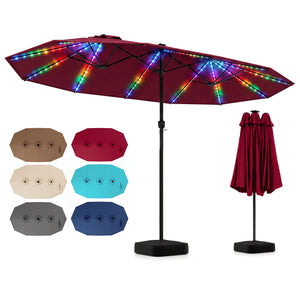 15.5FT Extra-Large Patio Umbrella with Base 12 Reinforced Ribs-Red