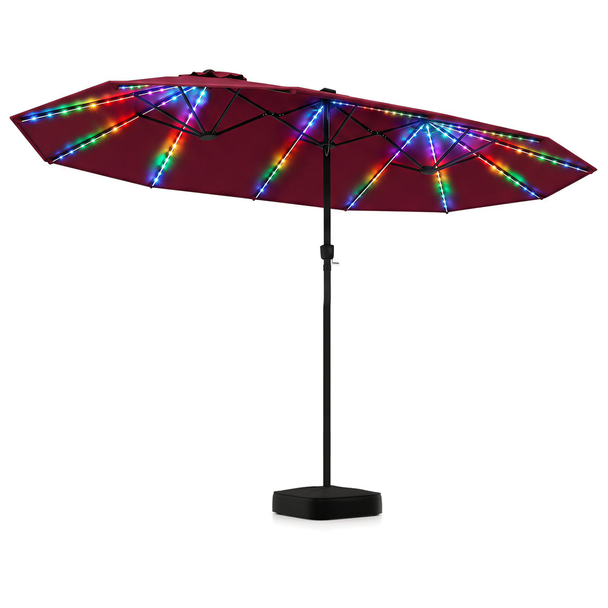 15.5FT Extra-Large Patio Umbrella with Base 12 Reinforced Ribs-Red