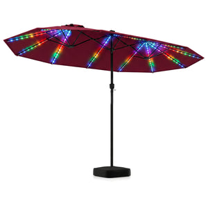 15.5FT Extra-Large Patio Umbrella with Base 12 Reinforced Ribs-Red