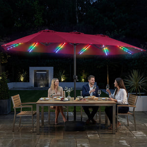 15.5FT Extra-Large Patio Umbrella with Base 12 Reinforced Ribs-Red
