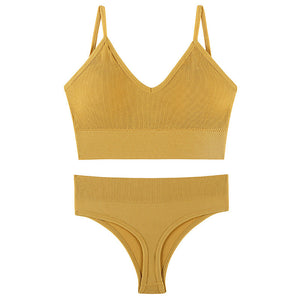 Women Seamless Bra Top Fitness Swimwear Push Up Exercise Bikini For Women 2 Pieces Ribbed Seamless Yoga Bikini Sets Sports Bra And Underwear Set 2 Piece High Waist Summer Bikini