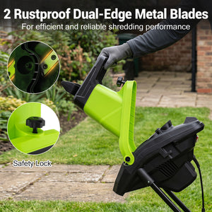 15-Amp Electric Wood Chipper Shredder Mulcher 1.8 Inch Max Cutting Diameter-Green