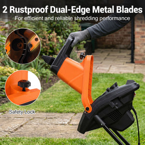 15-Amp Electric Wood Chipper Shredder Mulcher with 1.8 Inch Max Cutting Diameter-Orange