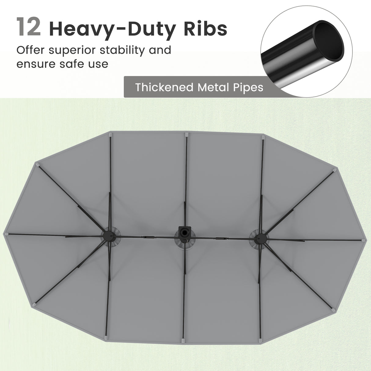 15 Feet Double-Sided Twin Patio Umbrella with Crank and Base-Brown