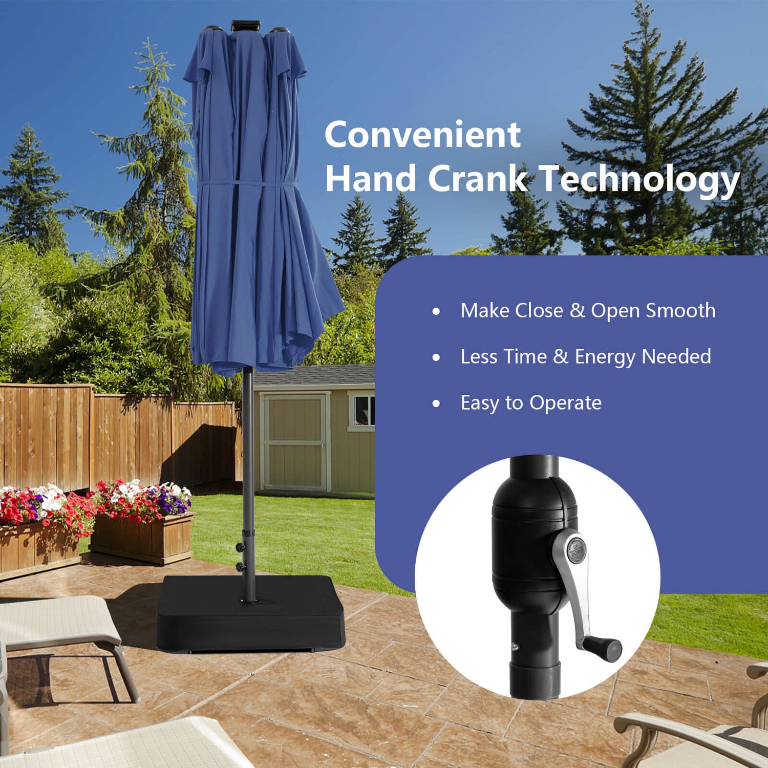 15 Feet Double-Sided Patio Umbrella with 48 LED Lights-Beige