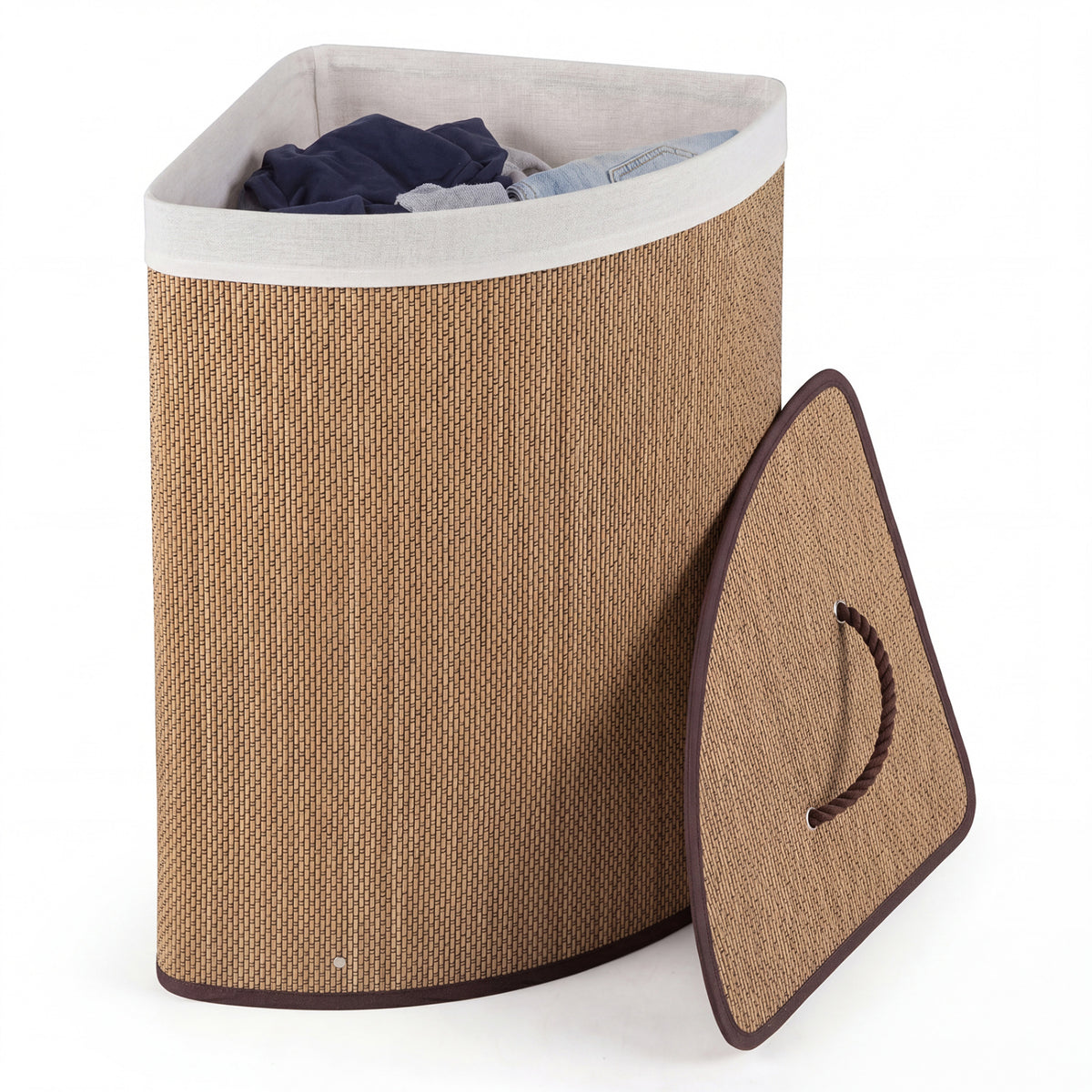 15 Gal Capacity Bamboo Laundry Hamper with Removable Liner-Brown