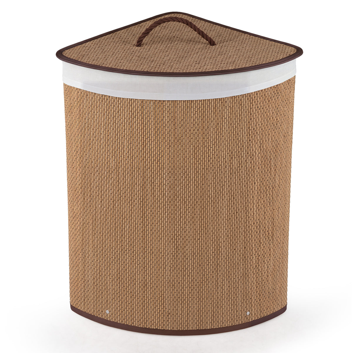 15 Gal Capacity Bamboo Laundry Hamper with Removable Liner-Brown
