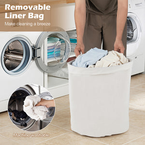 15 Gal Capacity Bamboo Laundry Hamper with Removable Liner-Brown