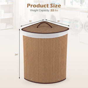 15 Gal Capacity Bamboo Laundry Hamper with Removable Liner-Brown
