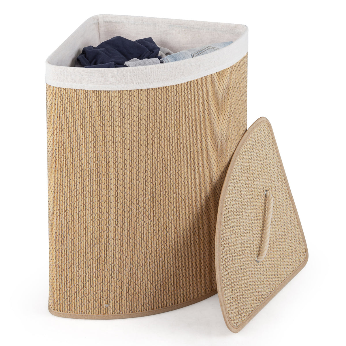 15 Gal Capacity Bamboo Laundry Hamper with Removable Liner-Natrual
