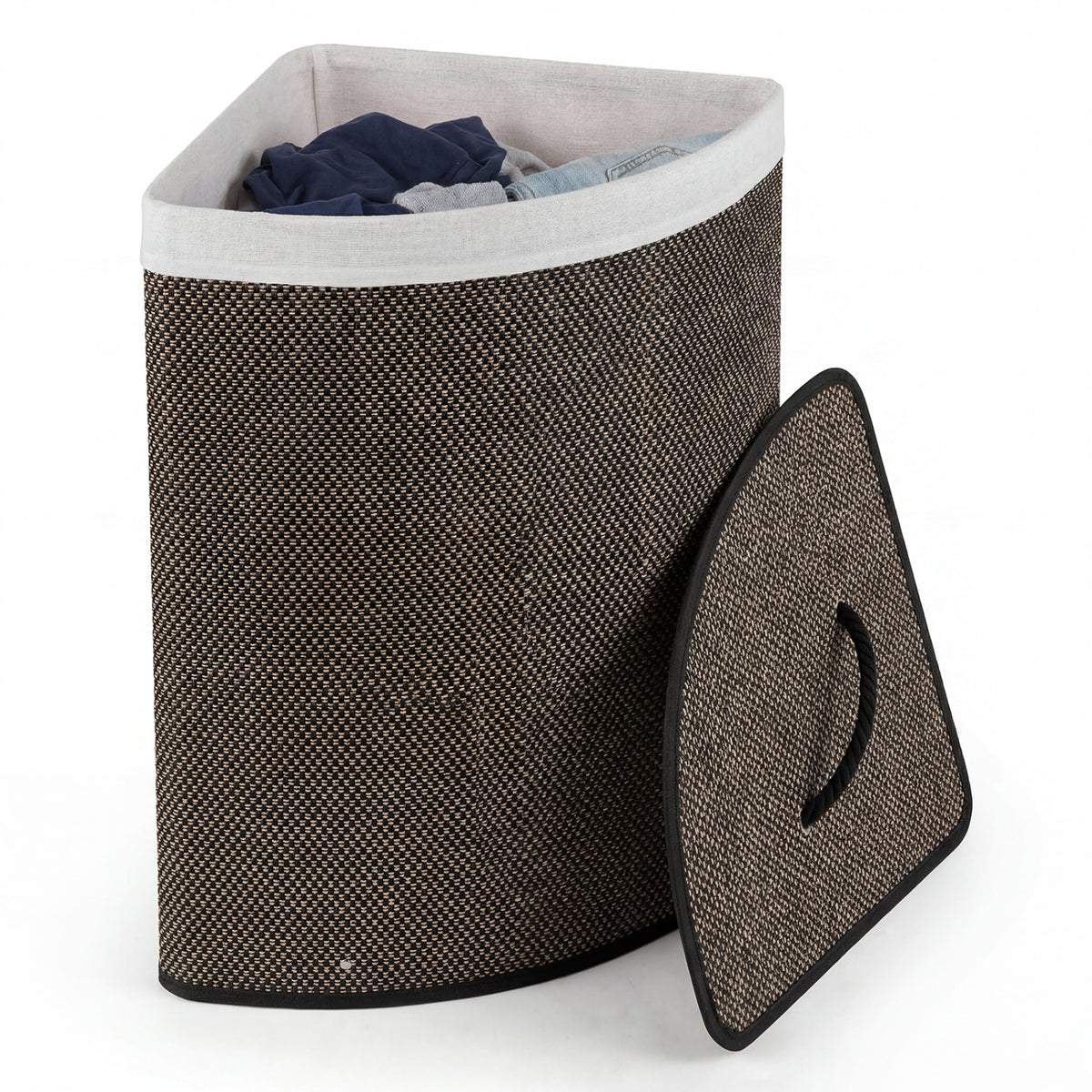 15 Gal Capacity Bamboo Laundry Hamper with Removable Liner-Black