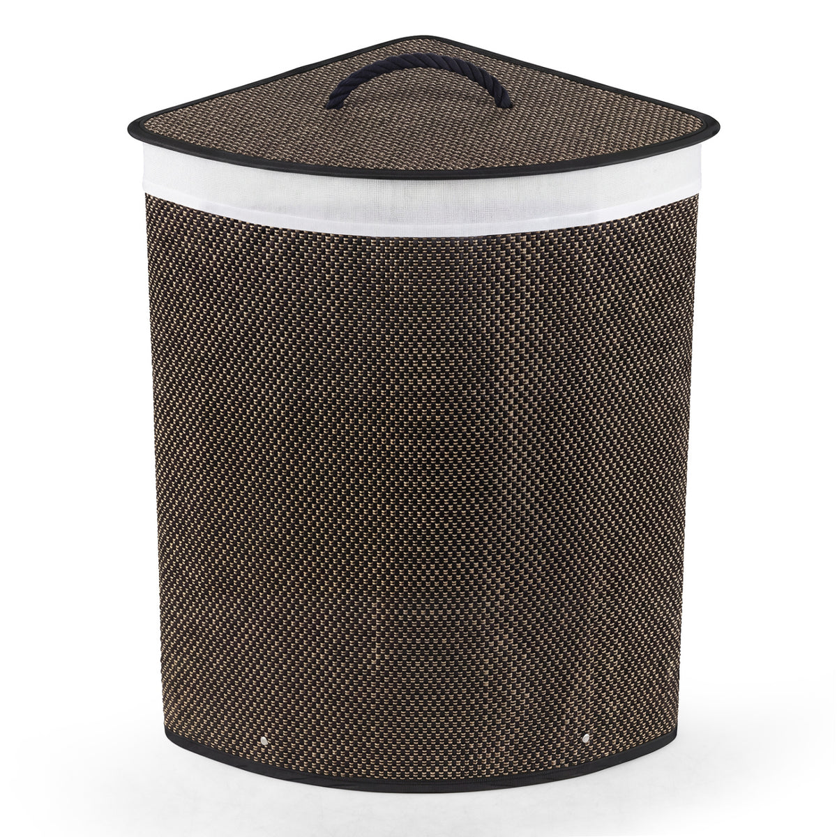 15 Gal Capacity Bamboo Laundry Hamper with Removable Liner-Black