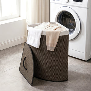 15 Gal Capacity Bamboo Laundry Hamper with Removable Liner-Black