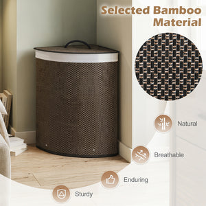 15 Gal Capacity Bamboo Laundry Hamper with Removable Liner-Black