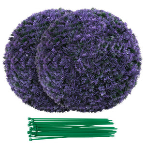 15 Inch Round Artificial Plant Boxwood Topiary Balls Set of 2 for Indoor Outdoor-Purple