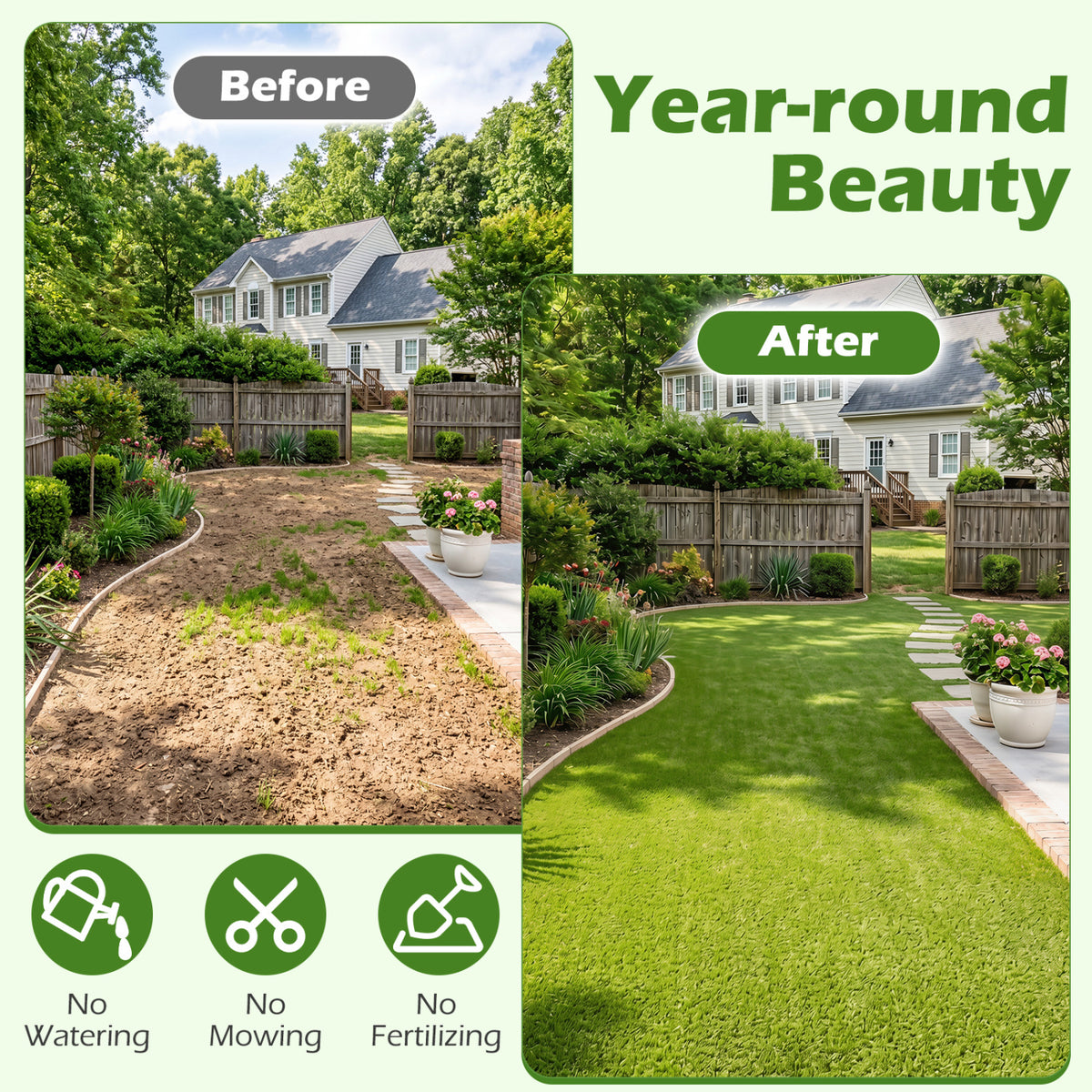 15 x 7 Feet Artificial Turf Rug with Low 0.75 inch Pile Height