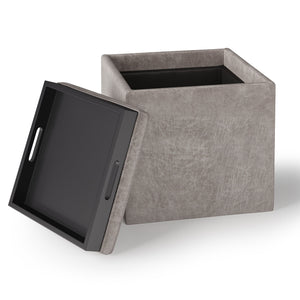 Rockwood - Upholstered Cube Storage Ottoman With Tray by Couch.com