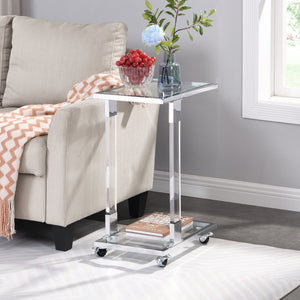 Side Table, Sofa Table, Glass Top C Shape Square Table With Metal Base For Living Room, Bedroom, Balcony Home And Office by Couch.com