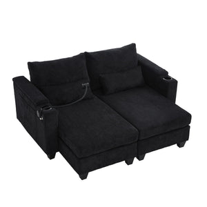 Convertible Chaise Lounge Sofa Chair With USB Ports, Cup Holders, Phone Holder And Storage by Couch.com