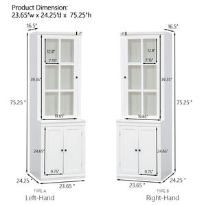 Retro Style Hutch Cabinet With Glass Door, China Cabinet For Home