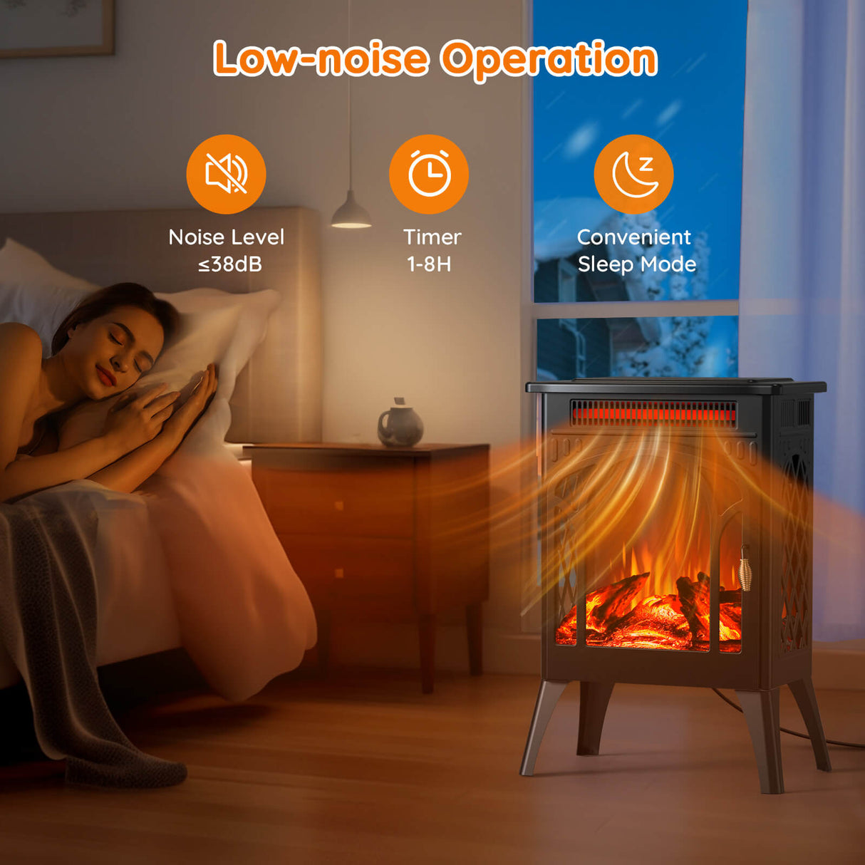 16" Free Standing Electric Fireplace Stove S180BP