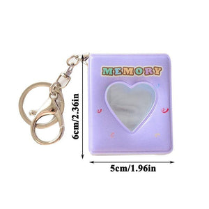 16 Photos Card Holder 1 Inches Card Bag Photo Album Keychain Hollow Love Photo Holder Key Rings Holds Memory Album DIY Memorable Gifts For Loved Ones