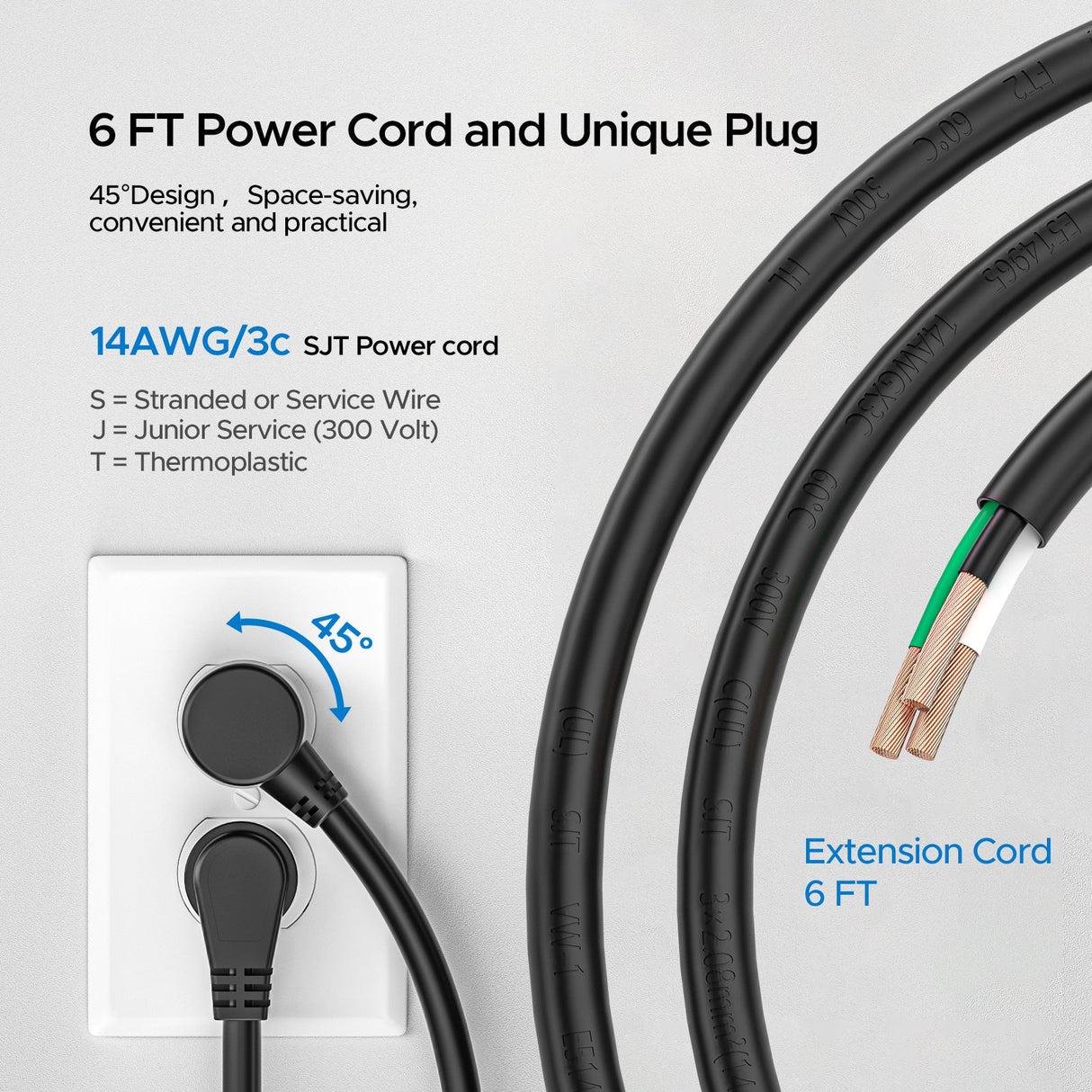 CRST 8 Outlets Wide Spaced Mountable Metal Power Strip Surge Protector, 6FT Flat Plug Power Cord, 2100 Joules Protection, Mount Kits Included
