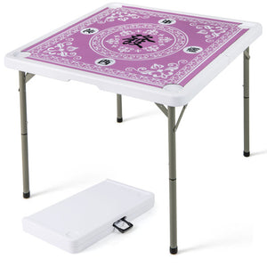 35 Inch 4 Player Game Card Folding Mahjong Table with Cup Holders-Pink