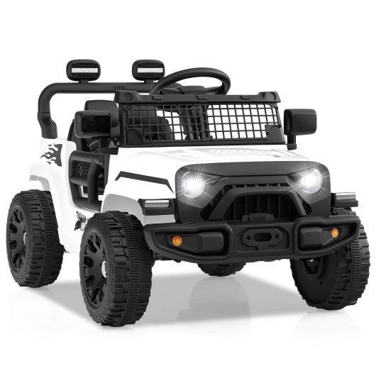 12V Kids Ride on Truck Car Battery Powered Electric Vehicle-White