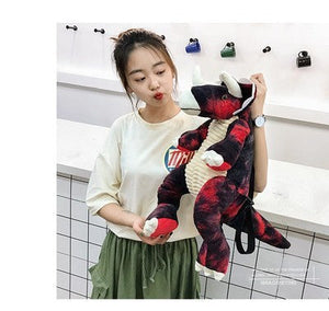 Simulation big dinosaur children's backpack creative new cartoon toy dinosaur bag plush toy bag factory direct supply