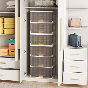 3/4/5/6-Cube Stackable Storage Bins with Detachable Wheels-6 Cube