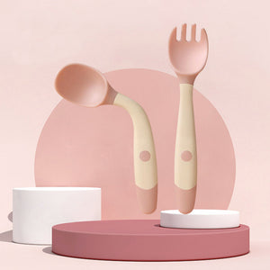 Silicone Spoon for Baby Utensils Set Auxiliary Food Toddler Learn To Eat Training Bendable Soft Fork Infant Children Tableware