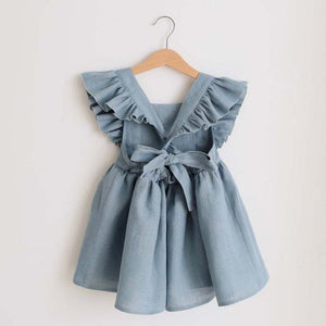Strap Skirt Girls Dress Cotton And Linen Skirt