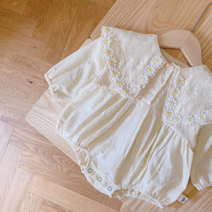 0-2 Years Old Baby Daisy Romper Spring Baby Square Neck Long-sleeved Shirt