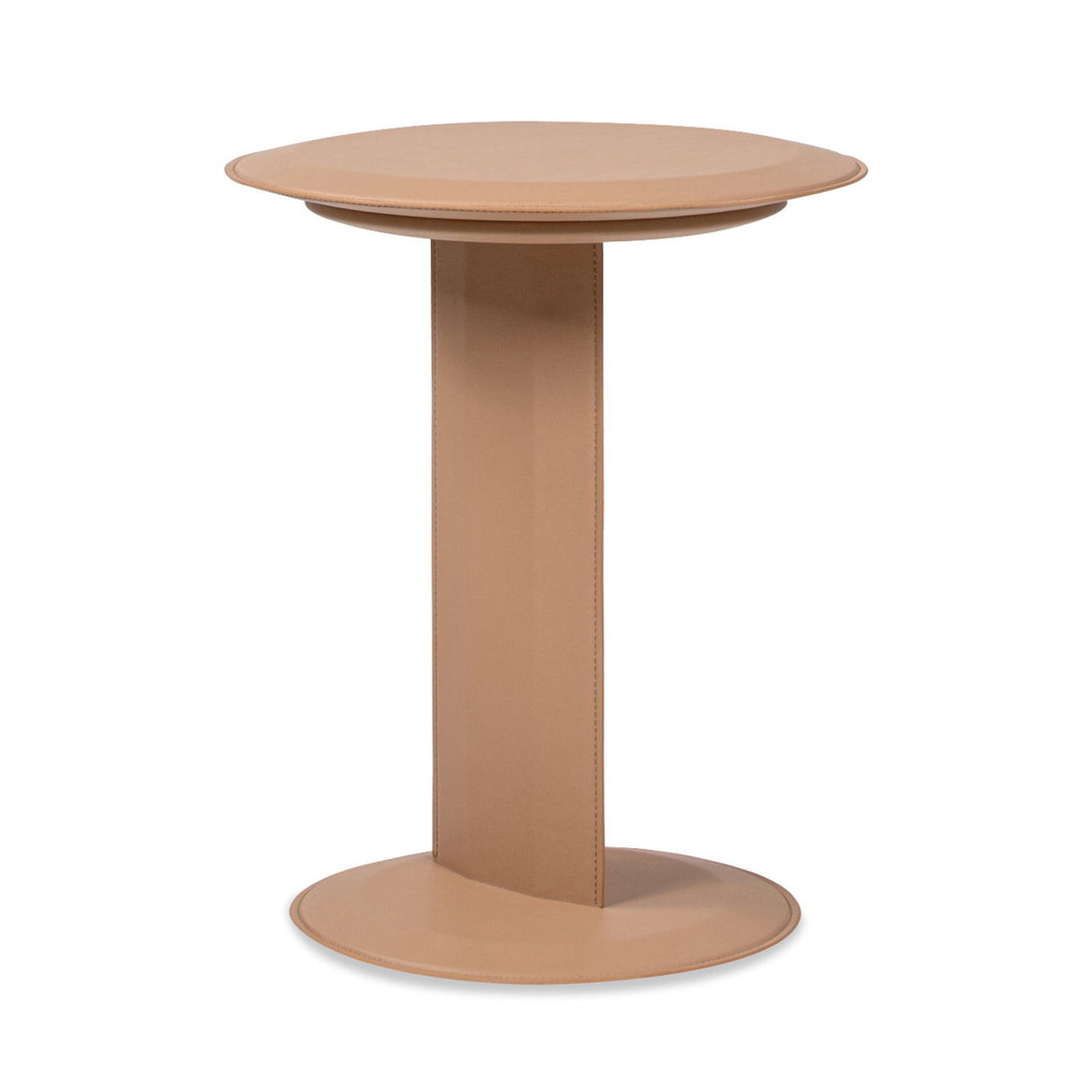 Mode - Leatherette Round C-Shaped Sofa Side Table - Saddle Brown by Couch.com