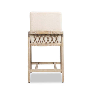 Couch.com Arizona Solid Ash Upholstered Counter Stool With Rope Detail Creme De La Creme White, Durable Design, Fabric Construction, Beige Finish by Couch.com