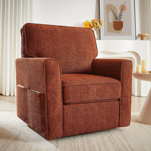 360° Swivel Accent Barrel Armchair With Side Pockets, Compact Design by Couch.com